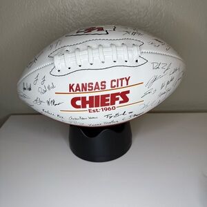 Kansas City Chiefs Autograph Football Logo Brands Full Size New w/ Pump + Stand